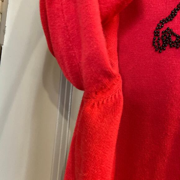 Quacker Factory Women's Size 1X Red Beaded Sleigh & Reindeer Christmas Sweater - Picture 6 of 10